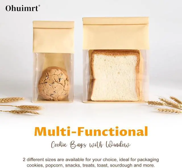 Alt view image 7 of 7 - Ohuimrt Small Bakery Bags with Windows, 50 PCS, 3.9 x 3.5 x 9.5 Inch