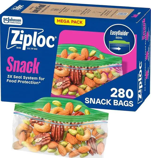 Main image of Ziploc Snack Bags, Easy Open and Close, Plastic Food Storage Bags, 280 Bags Total