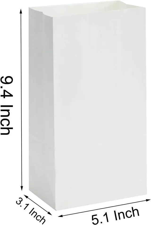 Alt view image 3 of 3 - 40 Count 4lb White Kraft Paper Lunch Bags Disposable Fold Top Bags