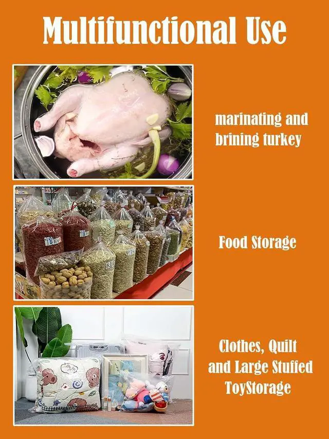 Alt view image 4 of 6 - 10 Pack 5 Mil Turkey Brining Bags for Marinating and Brining Turkey, 5 Gallon Bucket Liner Bags Heavy Duty Leak Proof Food Storage Bags for Turkey, Chicken, Beef, Thanksgiving (22 x 30 in)