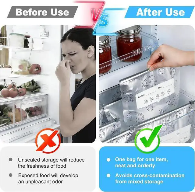 Alt view image 5 of 7 - Bolsas de aluminio para congelar Reusable Aluminum Foil Freezer Bags Cleanomic Zip Bags Foil Bags with Markable Surface 2 Sizes 30 Pack