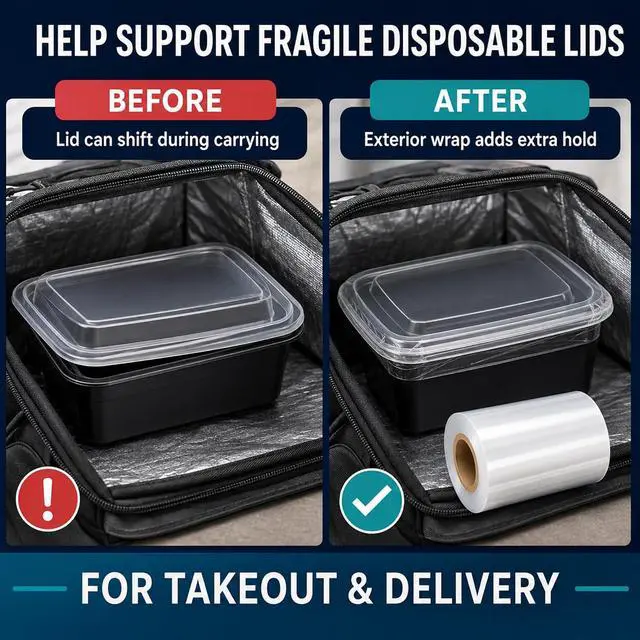 Alt view image 4 of 7 - 2.3 in Stretch Wrap for Disposable Takeout Containers, 2 Rolls
