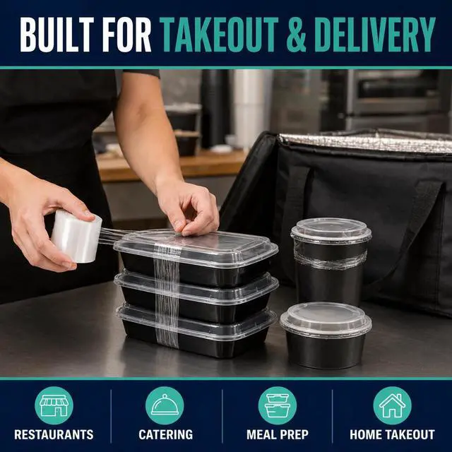 Alt view image 6 of 7 - 2.3 in Stretch Wrap for Disposable Takeout Containers, 2 Rolls