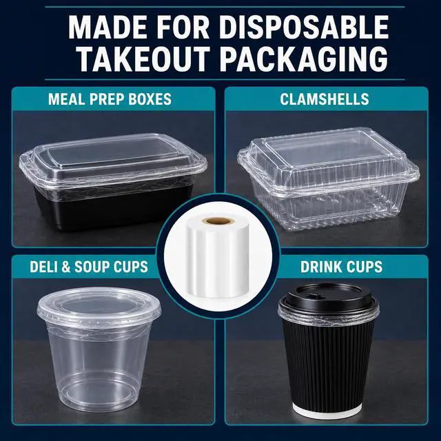 Alt view image 7 of 7 - 2.3 in Stretch Wrap for Disposable Takeout Containers, 2 Rolls