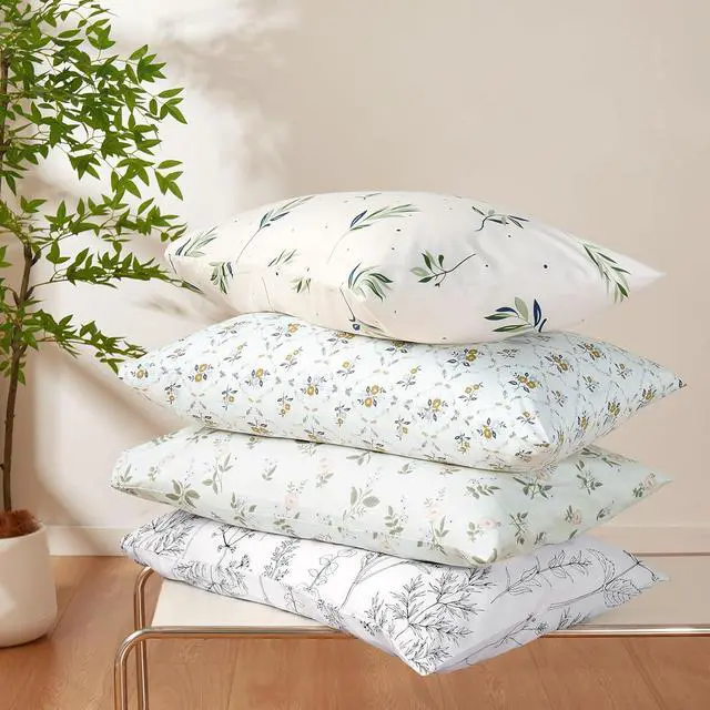 Alt view image 5 of 5 - Standard Size Pillow Cases Set of 2, 20x26, Black and White Plant Patterns