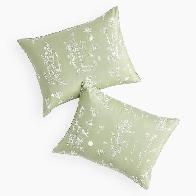 Alt view image 2 of 5 - Floral Pillow Cases, Botanical Flower Cottagecore Pattern Printed, Set of 2 Soft Pillowcases Pillow Shams Covers, Sage Green, Standard Size 20x26 Inches