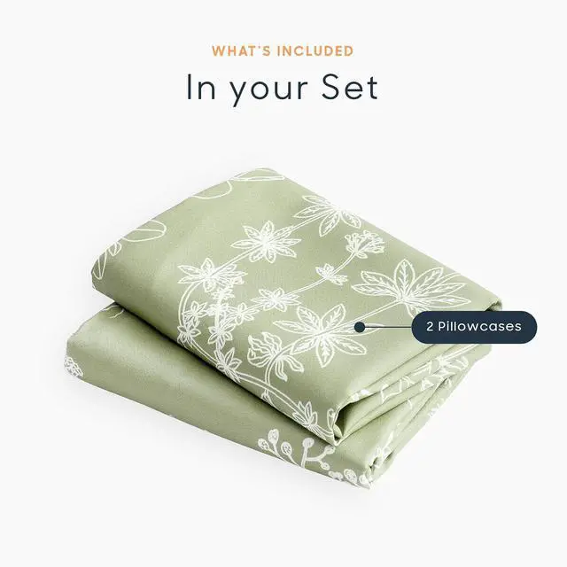 Alt view image 4 of 5 - Floral Pillow Cases, Botanical Flower Cottagecore Pattern Printed, Set of 2 Soft Pillowcases Pillow Shams Covers, Sage Green, Standard Size 20x26 Inches