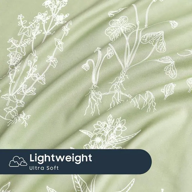 Alt view image 5 of 5 - Floral Pillow Cases, Botanical Flower Cottagecore Pattern Printed, Set of 2 Soft Pillowcases Pillow Shams Covers, Sage Green, Standard Size 20x26 Inches