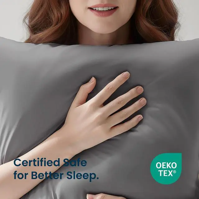 Alt view image 6 of 6 - Pillow Cases Queen Size Set of 2, Nanotex Cooling Pillow Case for Hot Sleepers, Cool Pillow Covers with Zippered Closure for Women, Men, Kids, Travel Pillow Cover (Dark Grey)
