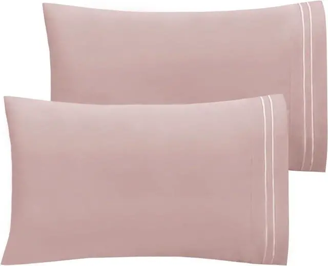 Main image of Hotel Luxury Queen Pillowcases Microfiber 20x30 inches Pillow Cases Set of 2 Soft, Cozy and Breathable Pillow Covers with Envelope Closure(2Piece, Queen/Standard, Dusty Pink)