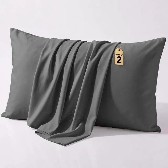 Main image of Toddler Pillowcases 12x16 Set of 2, Comfort Cotton Kids Pillow Cover, Hidden Zipper, Breathable Toddler Bedding for Travel, Daycare & Preschool, Small Mini Pillowcase-Dark Grey