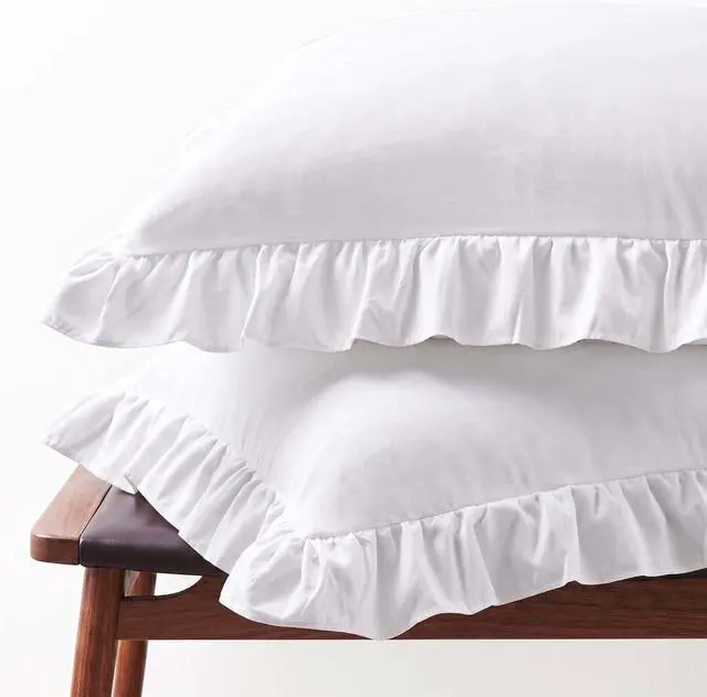 Main image of Set of 2 Brushed Microfiber Ruffle Pillow Cases Standard Size White
