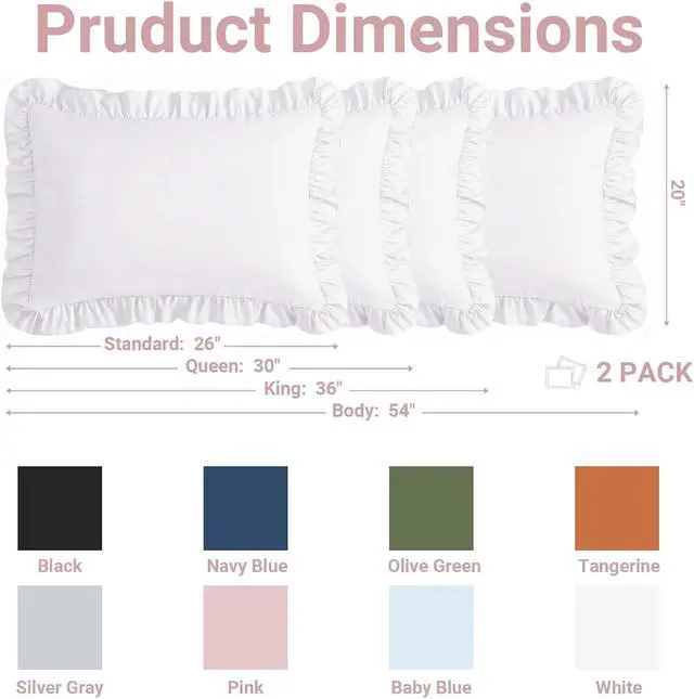 Alt view image 6 of 7 - Set of 2 Brushed Microfiber Ruffle Pillow Cases Standard Size White