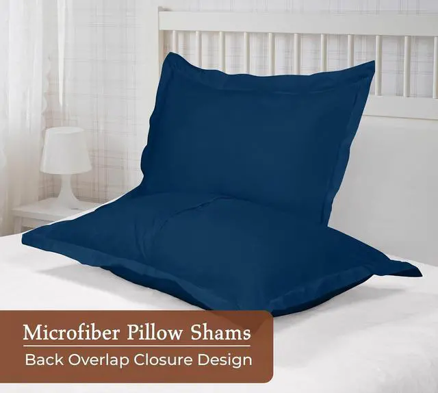 Alt view image 2 of 7 - Royale Linens Pillow Shams 2 Pack Standard Size 20x26 Inch- Brushed 1800 Microfiber - Bed Pillow Shams, Wrinkle Resistant Super Soft and Cozy- Back Overlap Closure - Oxford Pillowcase (Standard, Navy)