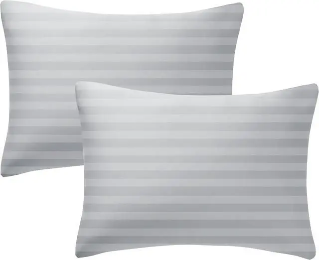 Main image of 100% Cotton Toddler Pillowcases 13 x 18, Set of 2, Striped Gray