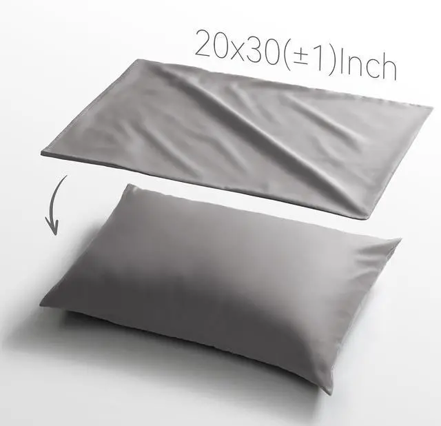 Alt view image 5 of 6 - Queen Size Pillowcase Set - 500 Thread Count, 100% Cotton Sateen, 20" x 30" Set of 2 Pillow Covers, Cooling, Breathable, Soft for Ultimate Sleep Pillows Not Included Gray