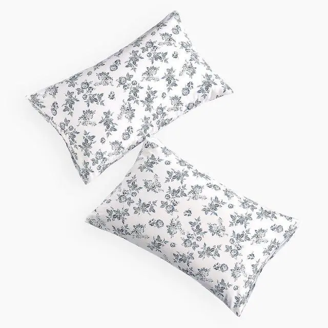 Alt view image 2 of 5 - Cottagecore Pillow Cases, Floral Shabby Chic Vintage Flower Shabby Chic Coquette Aesthetic, Set of 2 Soft Pillowcases Pillow Shams Covers, Dark Blue, King Size 20x36 Inches