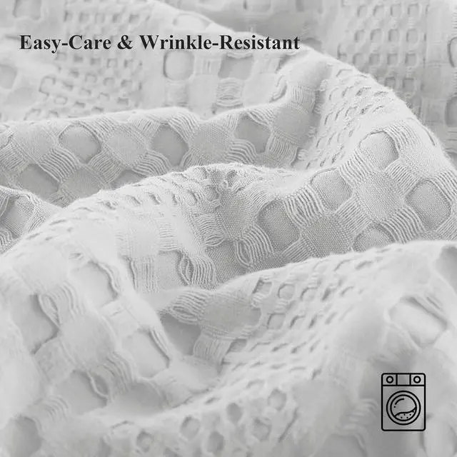 Alt view image 3 of 6 - 100% Coton Waffle Pillow Shams Standard Size Set of 2, Soft Aesthetic Pillow Cases 2 Pack, Breathable Decorative Pillowcase Covers Without Inserts, 20 X 26 in., Light Grey