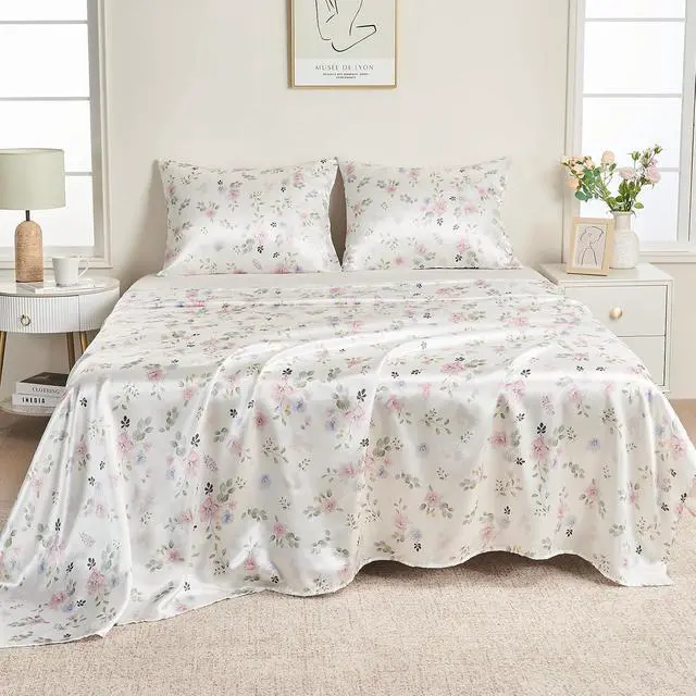 Alt view image 7 of 7 - Floral Rose Print Satin Pillow Cases for Hair and Skin, Standard Size Satin Pillowcases 2 Pack with Envelope Closure, Frizz-Reducing, Breathable, Pastel Watercolor,20x26 Inches