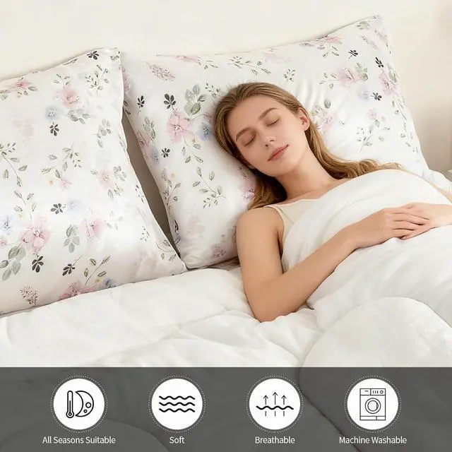 Alt view image 4 of 7 - Floral Rose Print Satin Pillow Cases for Hair and Skin, Standard Size Satin Pillowcases 2 Pack with Envelope Closure, Frizz-Reducing, Breathable, Pastel Watercolor,20x26 Inches
