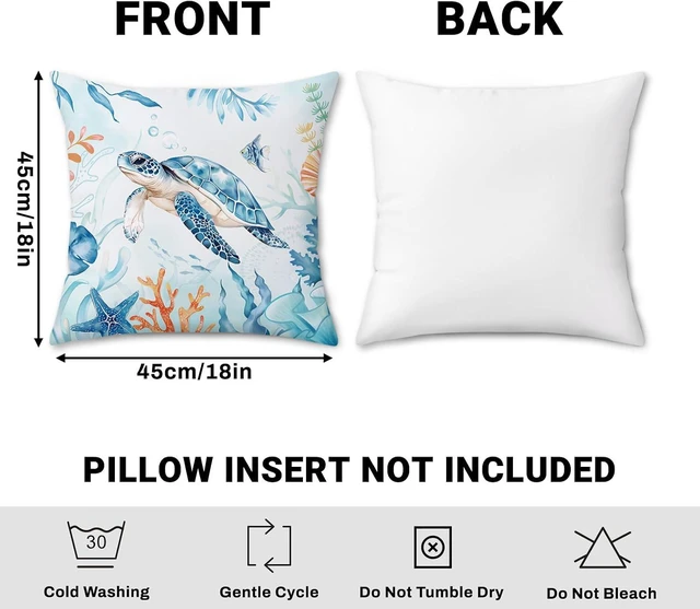 Alt view image 7 of 7 - Coastal Pillow Covers 18 x 18 Inch Ocean Beach Themed Sea Turtle Seahorse Starfish Sea Life Summer Farmhouse Decorative Pillows Case for Outdoor Couch Sofa Bed Home Decor Set of 4
