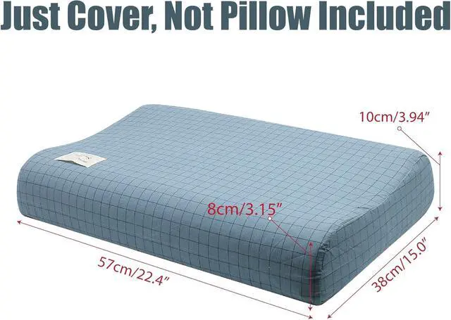 Alt view image 2 of 7 - Contour Pillow Case Cotton Pillowcase Covers with Zipper, Zippered Soft Replacement Cases for Memory Foam Ergonomic Contour Neck Cervical Latex Pillows for Pain Relief Protector Plaid Print Cover Only