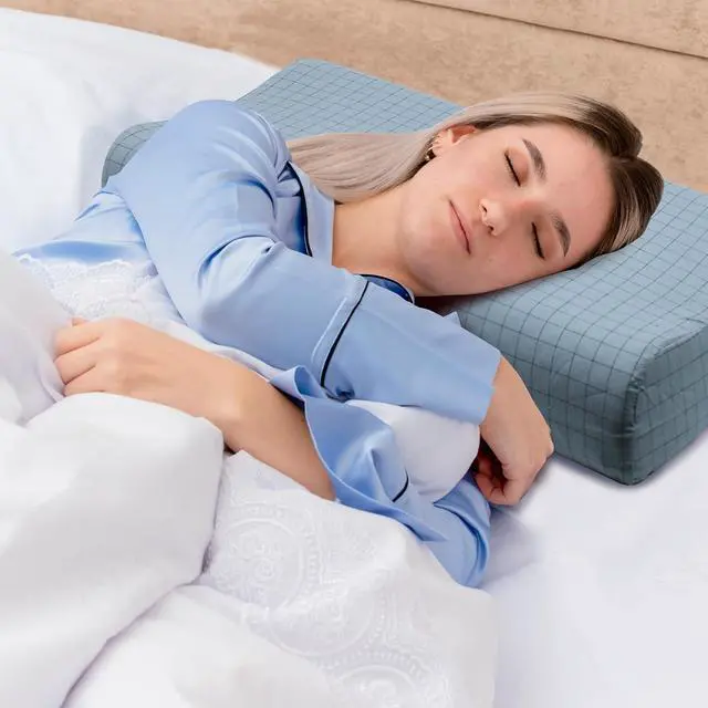 Alt view image 5 of 7 - Contour Pillow Case Cotton Pillowcase Covers with Zipper, Zippered Soft Replacement Cases for Memory Foam Ergonomic Contour Neck Cervical Latex Pillows for Pain Relief Protector Plaid Print Cover Only