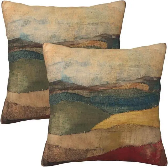 Main image of Landscape Throw Pillow Covers 18x18 Inch Set of 2 Western Decorative Cushion Cases for Couch Living Room Bedroom