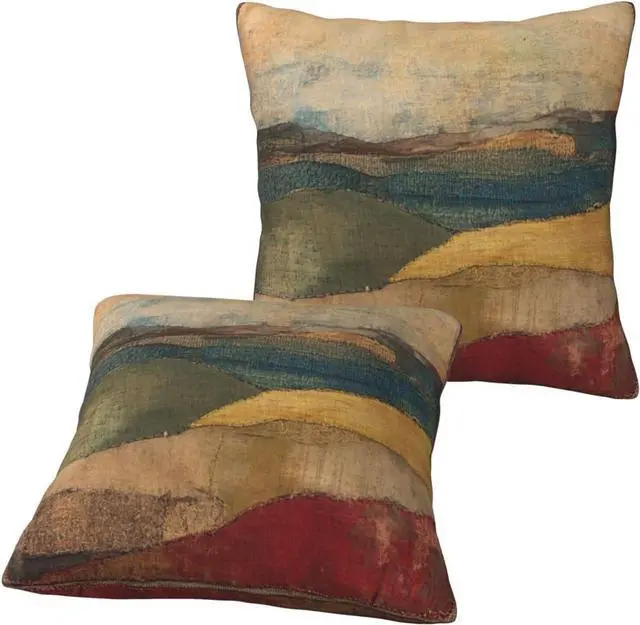Alt view image 2 of 7 - Landscape Throw Pillow Covers 18x18 Inch Set of 2 Western Decorative Cushion Cases for Couch Living Room Bedroom