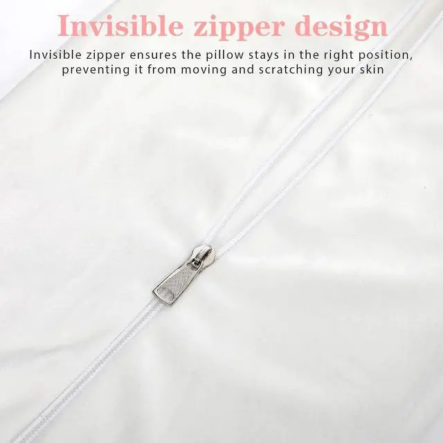 Alt view image 3 of 7 - 2 PCS Neck Roll Pillow Cover with Zipper, Round Neck Pillow Soft Bolster Pillows Covers White Breathable Cylinder Pillowcases for Cylindrical Cushion (16 X 6 Inch)