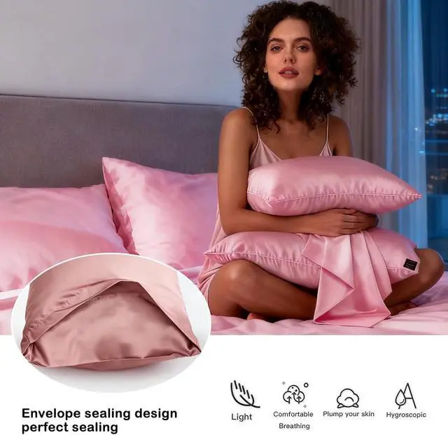 Alt view image 6 of 6 - 4Pcs Satin Pillowcase Soft Silky Pillowcases for Sleeping with Envelope Closure Similar to Silk Pillow Cases Gifts Women Men