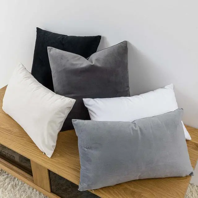 Alt view image 5 of 6 - Throw Pillow Covers Set of 2 for Couch Bed Velvet Cushion Cover 14x14,Black