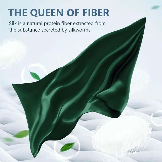 Alt view image 2 of 7 - Silk Pillow Cases Queen Size 100% Mulberry Silk Pillowcase for Hair and Skin 22 Momme Both Side Grade 6A Silk Cooling Soft Breathable 20 x 30 Inches with Hidden Zipper 1PC, Green