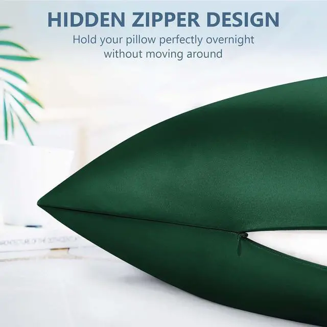 Alt view image 5 of 7 - Silk Pillow Cases Queen Size 100% Mulberry Silk Pillowcase for Hair and Skin 22 Momme Both Side Grade 6A Silk Cooling Soft Breathable 20 x 30 Inches with Hidden Zipper 1PC, Green