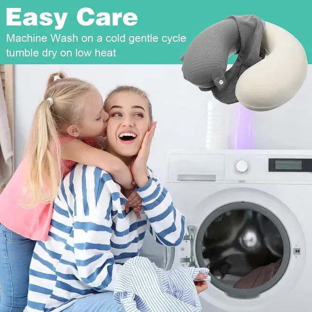 Alt view image 5 of 7 - 2 Pcs Neck Pillow Covers with Zipper, Cooling U Shaped Travel Pillow Case Cover, Replacement Neck Pillows Case, Soft and Smooh Washable oft Airplane Pillows Covers, Black Grey(No Filler)