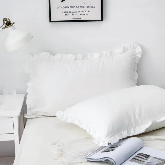 Main image of White Pillow Shams Standard Size Set of 2 (20 x 26), Ruffle Pillow Case Covers-100% Brushed Microfiber Super Cozy and Soft, Wrinkle-Free, Fade-Resistant Stain-Resistant Envelope Closure