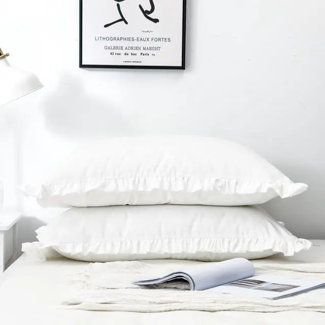 Alt view image 2 of 7 - White Pillow Shams Standard Size Set of 2 (20 x 26), Ruffle Pillow Case Covers-100% Brushed Microfiber Super Cozy and Soft, Wrinkle-Free, Fade-Resistant Stain-Resistant Envelope Closure