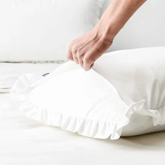 Alt view image 4 of 7 - White Pillow Shams Standard Size Set of 2 (20 x 26), Ruffle Pillow Case Covers-100% Brushed Microfiber Super Cozy and Soft, Wrinkle-Free, Fade-Resistant Stain-Resistant Envelope Closure