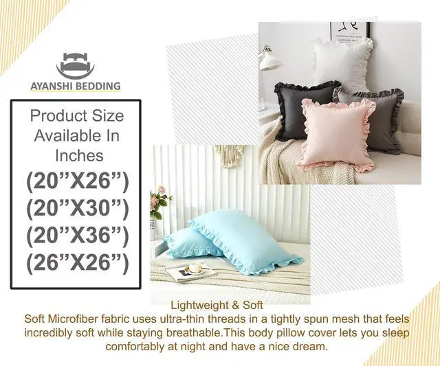 Alt view image 6 of 7 - Microfiber Ruffle Pillow Shams Queen Size Set of 2, 20X30 - Solid Ruffled Fringe Design Pillow Cases Soft & Breathable - Unique Collection Decorative Pillow Covers 20X30 - Baby Pink