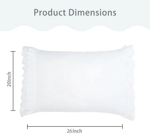 Alt view image 3 of 7 - White Ruffle Pillow Case Standard Size Set of 2, 20"x26", Microfiber
