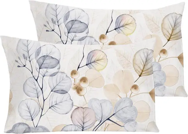 Main image of Queen Pillow Cases Set of 2, Floral Brushed Microfiber, 20 x 30