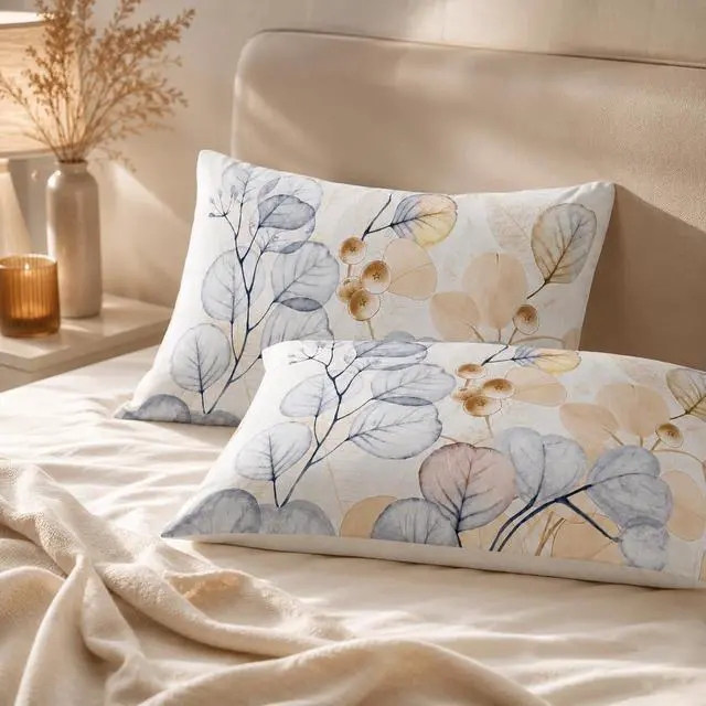 Alt view image 6 of 7 - Queen Pillow Cases Set of 2, Floral Brushed Microfiber, 20 x 30