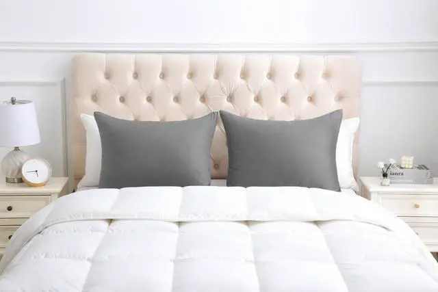 Alt view image 2 of 6 - Standard Pillow Cases, 100% Egyptian Cotton Pillowcases with Hidden Zipper, 500 Thread Count, Zippered Pillow Covers,Set of 2 (20x26 Inch,Grey)