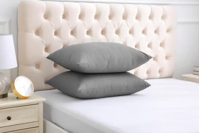 Alt view image 3 of 6 - Standard Pillow Cases, 100% Egyptian Cotton Pillowcases with Hidden Zipper, 500 Thread Count, Zippered Pillow Covers,Set of 2 (20x26 Inch,Grey)