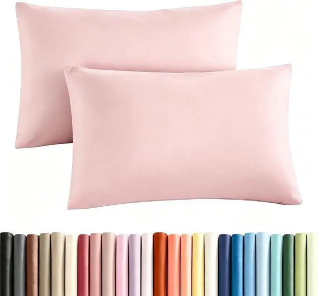 Alt view image 2 of 12 - Zipper Pillowcase 2 Pieces Brushed Microfiber 1800 Hotel Quality Super Soft Pillow Cover No Shrinkage No Fade Pillow Protectors - Pink, Queen