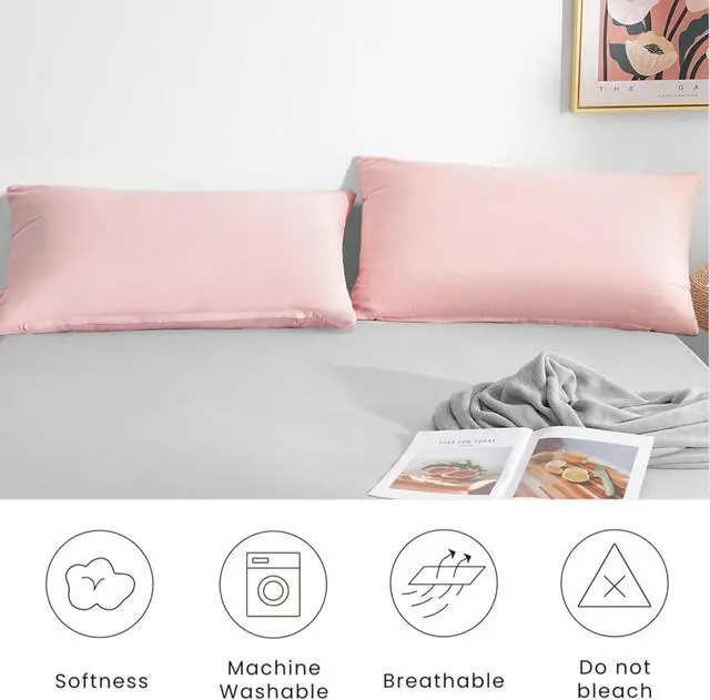 Alt view image 4 of 12 - Zipper Pillowcase 2 Pieces Brushed Microfiber 1800 Hotel Quality Super Soft Pillow Cover No Shrinkage No Fade Pillow Protectors - Pink, Queen