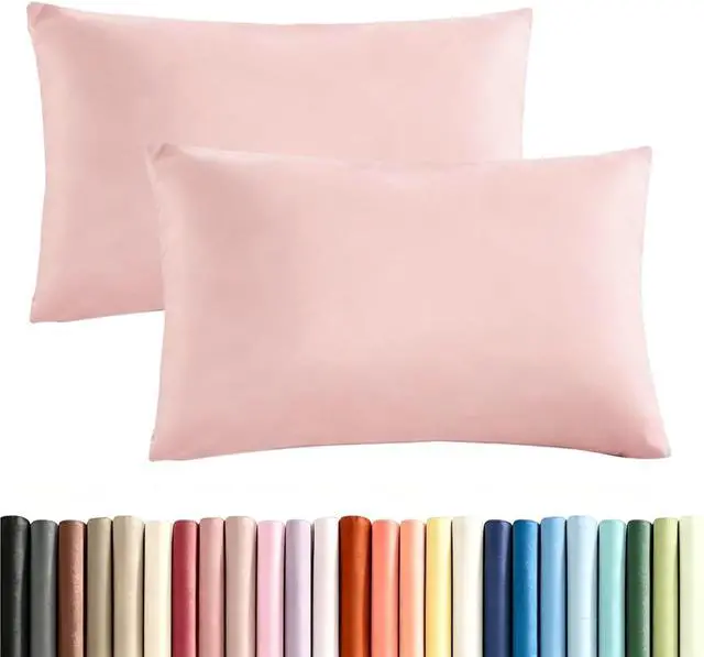 Alt view image 3 of 12 - Zipper Pillowcase 2 Pieces Brushed Microfiber 1800 Hotel Quality Super Soft Pillow Cover No Shrinkage No Fade Pillow Protectors - Pink, Queen
