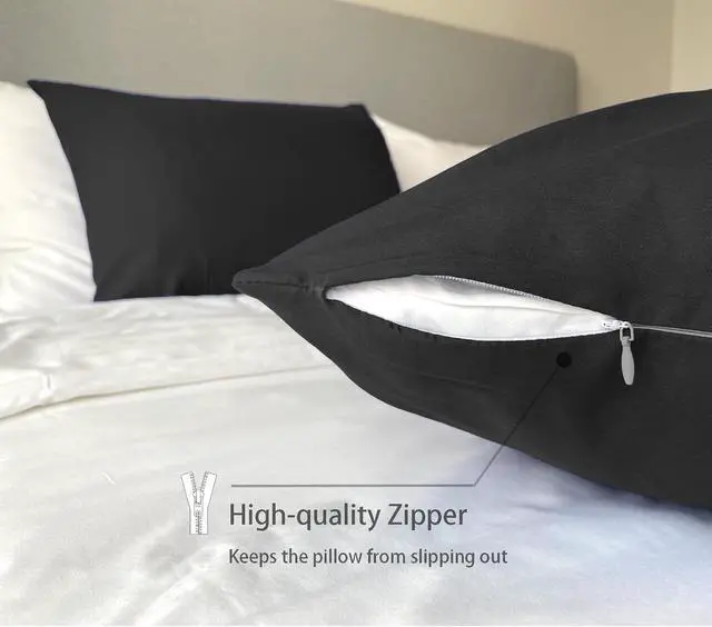 Alt view image 4 of 7 - 1800 Series Super Soft Brushed Microfiber Fabric Zipper Pillowcase, Luxury Cozy and Lightweight, Set of 2, Black, Standard, 20x26 Inches