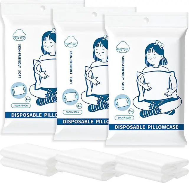 Main image of 6 Pcs Disposable Pillowcases, 32x20 Inch Single Use Non Woven Travel Pillow Case & Pillow Covers, Individually Wrapped for Business Trips Hotels Bedding Supplies