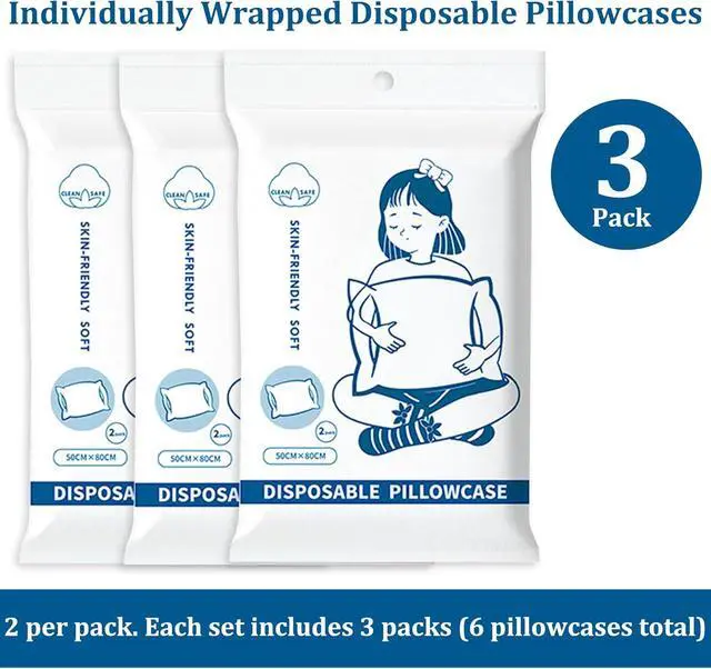 Alt view image 7 of 7 - 6 Pcs Disposable Pillowcases, 32x20 Inch Single Use Non Woven Travel Pillow Case & Pillow Covers, Individually Wrapped for Business Trips Hotels Bedding Supplies